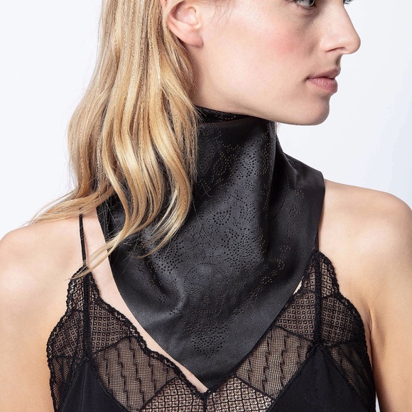 Zadig & Voltaire Bandy Paisley Leather Scarf - Picture 1 of 2